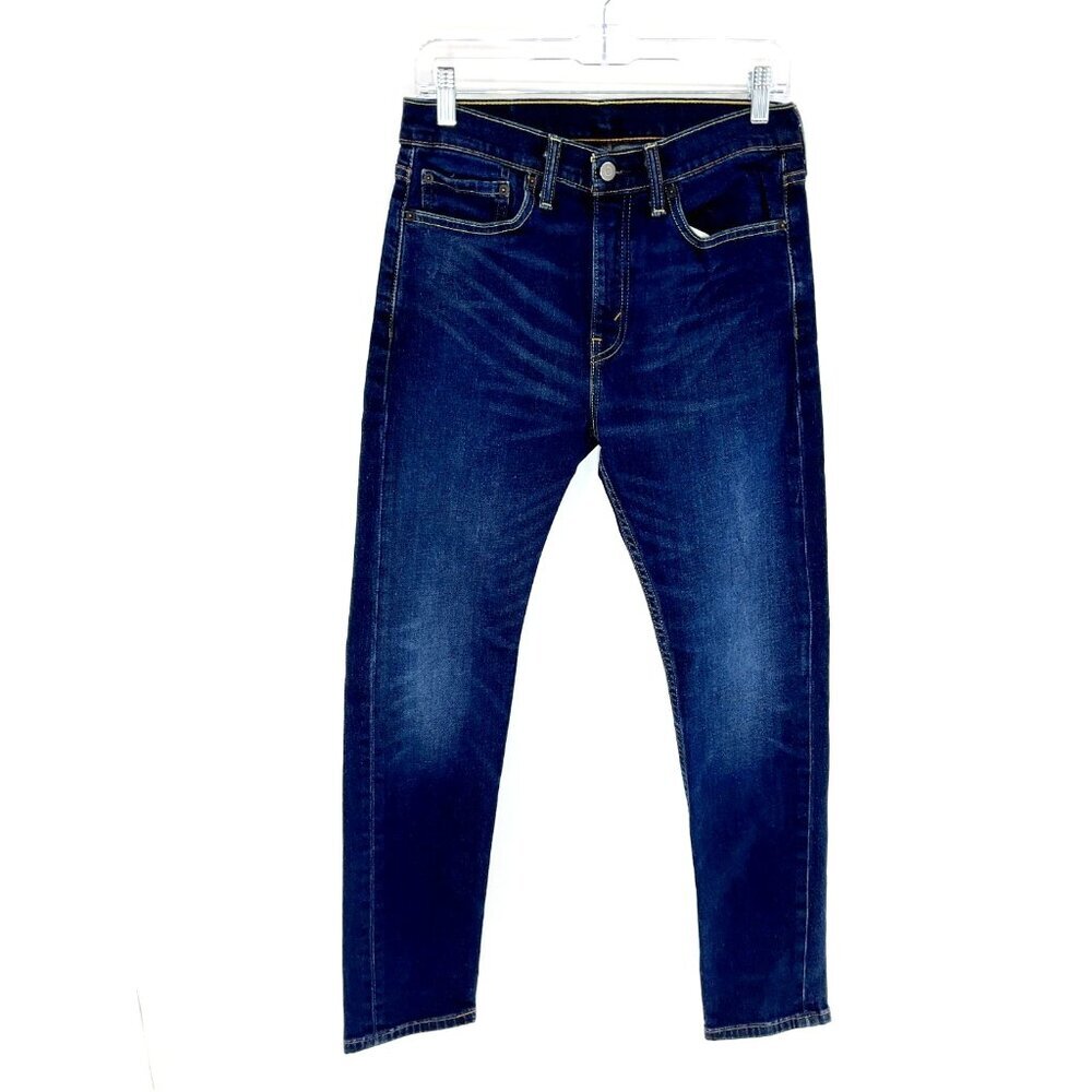Levis Jeans Mens 31x29 Blue Slim Straight Dark Wash Mid Rise Stretch Denim